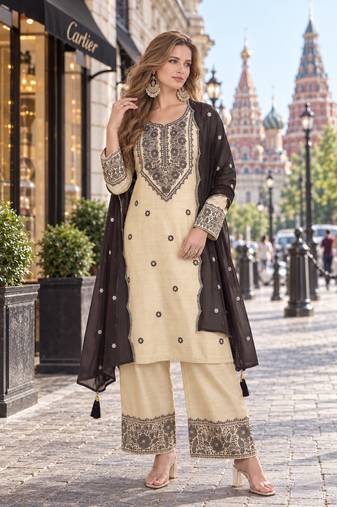 white & black cotton unstitched suit with embroidery patch work