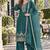 teal green silk blend unstitched suit with embroidery & sequence work