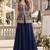 navy georgette readymade palazzo suit with sequence lakhnavi embroidery work