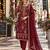maroon chiffon semi stitched suit with embroidery & sequence work