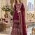 maroon georgette readymade suit with embroidery & sequence work