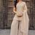 Beige embroidered crunchy silk kurti with plazzo and duppata set