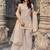 Beige embroidered crunchy silk kurti with plazzo and duppata set