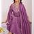 Lavender embroidered vichitra  silk kurti with pant and duppata set