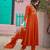 Orange embroidered vichitra  silk kurti with pant and duppata set