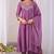 Lavender embroidered vichitra  silk kurti with pant and duppata set