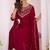 Maroon embroidered vichitra  silk kurti with pant and duppata set