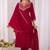 Maroon embroidered vichitra  silk kurti with pant and duppata set