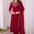 Maroon embroidered vichitra  silk kurti with pant and duppata set