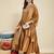Brown embroidered vichitra  silk kurti with pant and duppata set