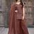 Brown embroidered crunchy silk kurti with plazzo and duppata set