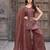 Brown embroidered crunchy silk kurti with plazzo and duppata set
