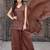Brown embroidered crunchy silk kurti with plazzo and duppata set