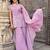 Lavender embroidered crunchy silk kurti with plazzo and duppata set