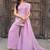 Lavender embroidered crunchy silk kurti with plazzo and duppata set