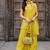 Yellow embroidered crunchy silk kurti with plazzo and duppata set