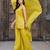 Yellow embroidered crunchy silk kurti with plazzo and duppata set