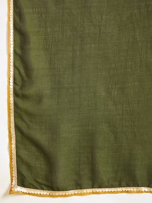 Women mustard vichitra silk embroidered kurta set 5