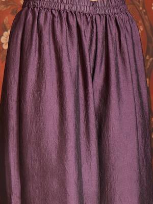 Women purple pure silk embroidered kurta set 3