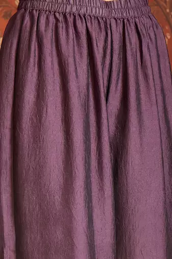 Women purple pure silk embroidered kurta set