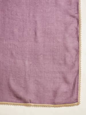 Women purple pure silk embroidered kurta set 4