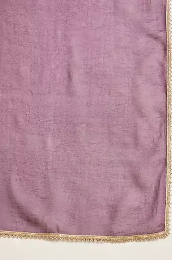 Women purple pure silk embroidered kurta set