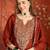 Women rust pure silk embroidered kurta set