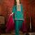 Women blue vichitra silk embroidered kurta set