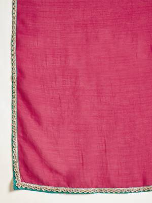 Women blue vichitra silk embroidered kurta set 3