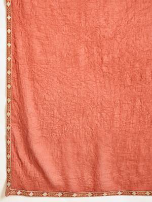 Women rust pure silk embroidered kurta set 5