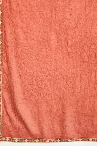 Women rust pure silk embroidered kurta set