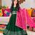 Dark green cotton gota patti kids lehenga choli with bandhani dupatta