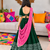 Dark green cotton gota patti kids lehenga choli with bandhani dupatta