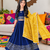 Navy blue cotton gota patti kids lehenga choli with bandhani dupatta