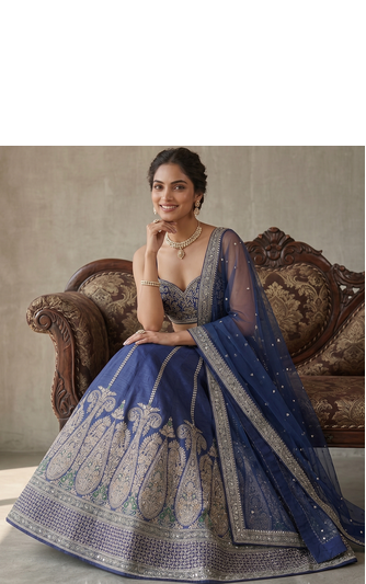 Royal Blue Embroidered Lehenga Choli with Designer Dupatta 3