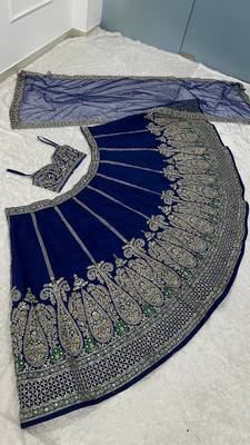 Royal Blue Embroidered Lehenga Choli with Designer Dupatta 4