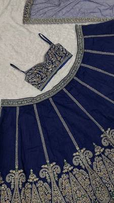 Royal Blue Embroidered Lehenga Choli with Designer Dupatta 5