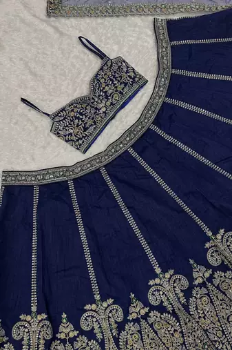 Royal Blue Embroidered Lehenga Choli with Designer Dupatta