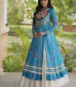 Bandhani Print Faux Georgette Kurti with Kora Cotton Lehenga - Full Stitched free size