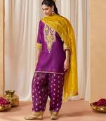 Deep purple kurta with salwar and dupatta