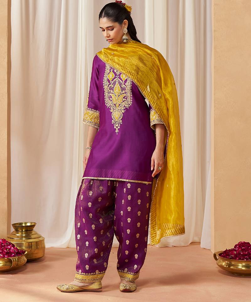 Deep purple kurta with salwar and dupatta