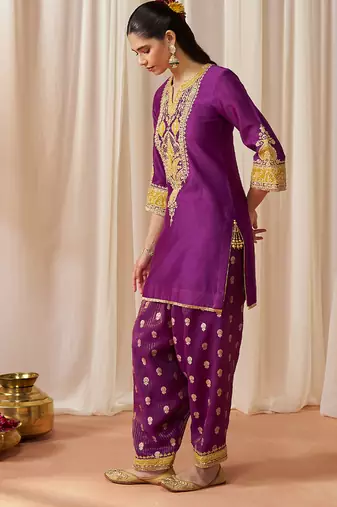 Deep purple kurta with salwar and dupatta
