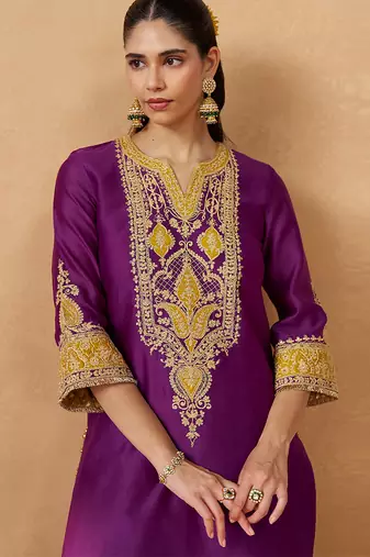 Deep purple kurta with salwar and dupatta