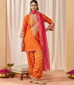 Burnt orange kurta with salwar and dupatta