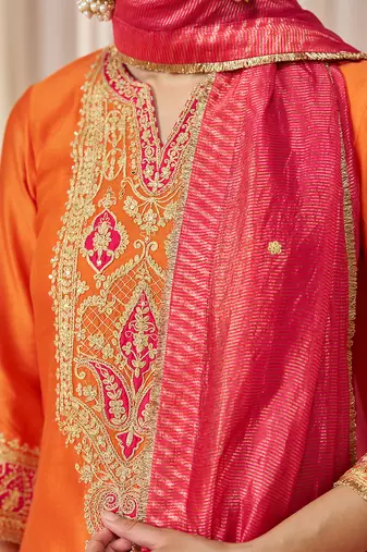 Burnt orange kurta with salwar and dupatta