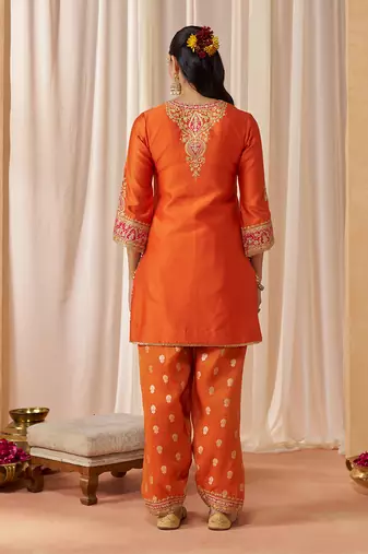 Burnt orange kurta with salwar and dupatta