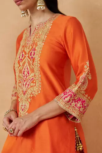 Burnt orange kurta with salwar and dupatta