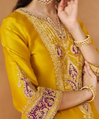 Mustard yellow kurta with salwar and dupatta 5