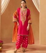 Hot pink kurta with salwar and dupatta