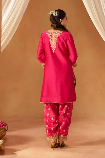 Hot pink kurta with salwar and dupatta